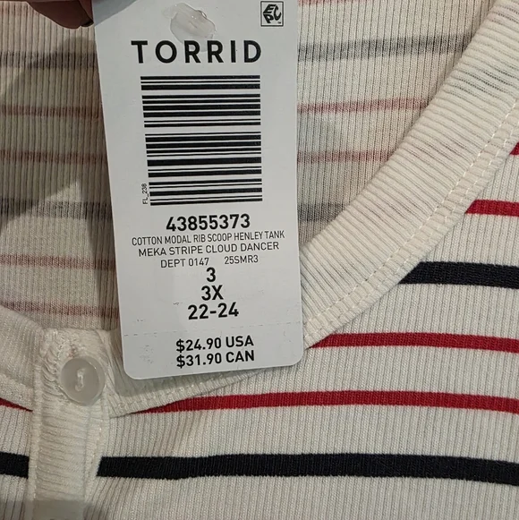 Torrid Modal Rib Scoop Neck Henley Tank Top Size 3x (22-24) - Picture 2 of 4
